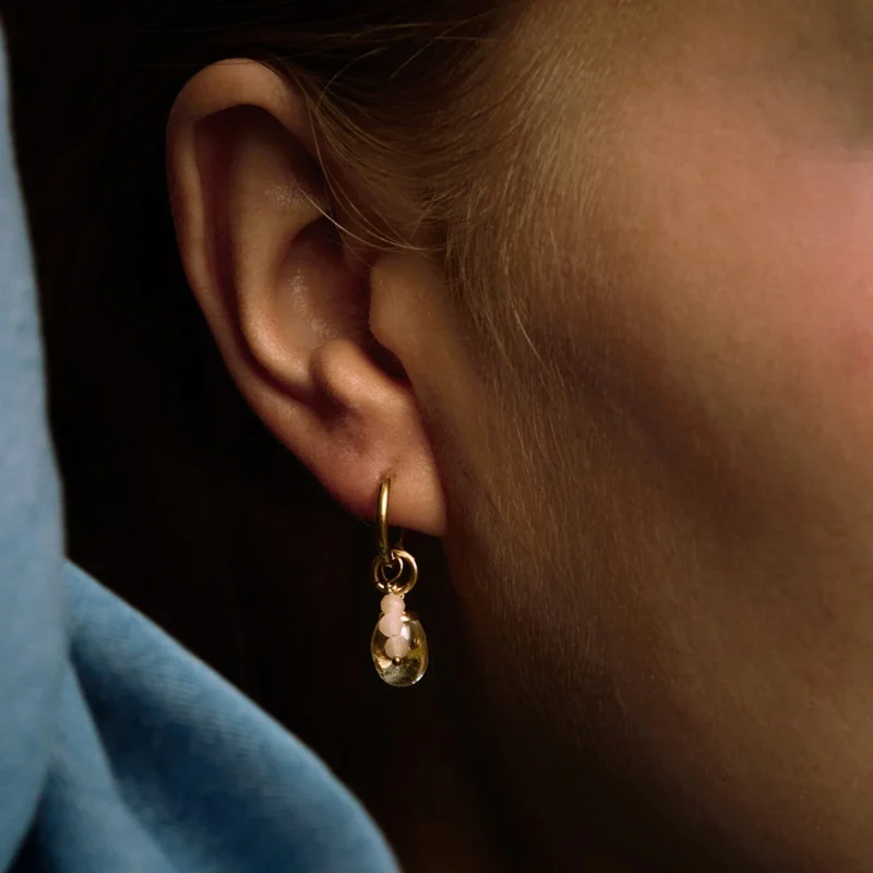 Party Time! Earring - Transparent gold leaf glitter