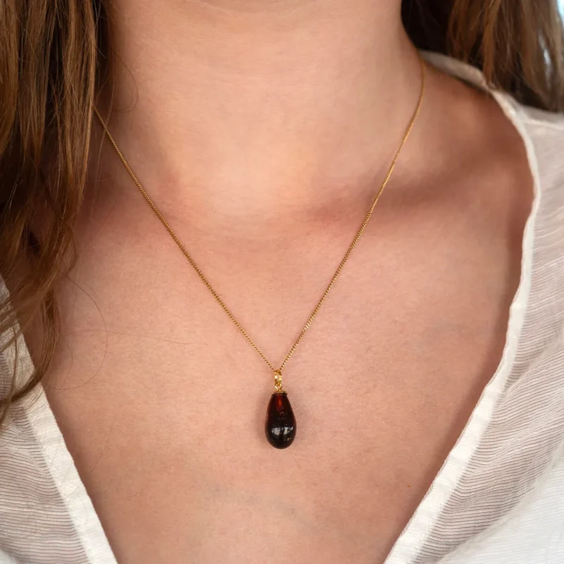 Cheers! Necklace - Chestnut brown with gold leaf - Image 2