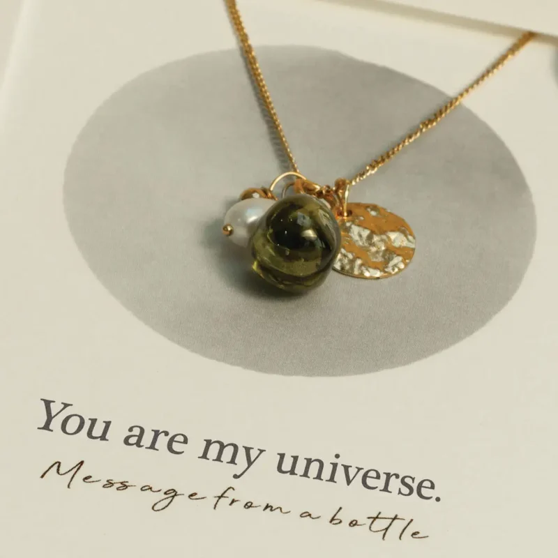 You are my universe. Charm Necklace - Green with charms - Image 4