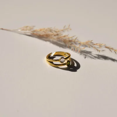 RING DOUBLE GOLD - PINK/GREEN